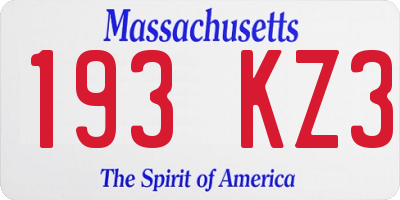 MA license plate 193KZ3