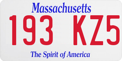 MA license plate 193KZ5
