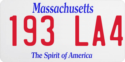 MA license plate 193LA4