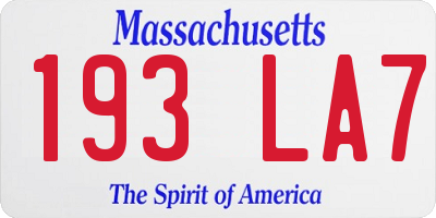 MA license plate 193LA7
