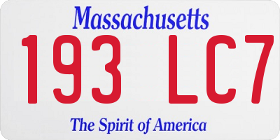 MA license plate 193LC7
