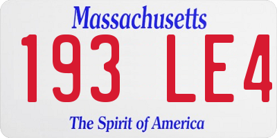 MA license plate 193LE4