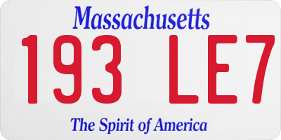 MA license plate 193LE7