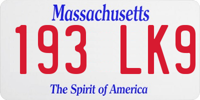 MA license plate 193LK9