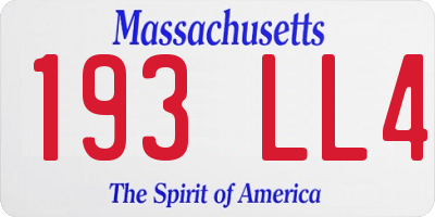MA license plate 193LL4