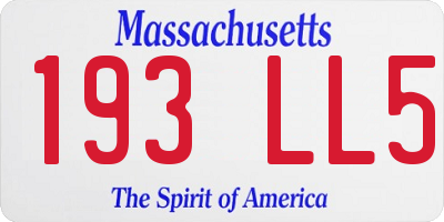 MA license plate 193LL5