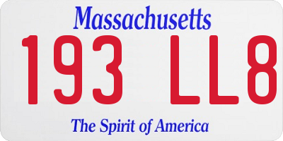 MA license plate 193LL8