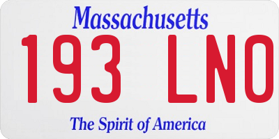 MA license plate 193LN0