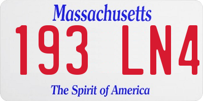 MA license plate 193LN4
