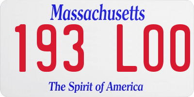 MA license plate 193LO0