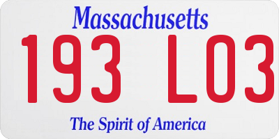 MA license plate 193LO3