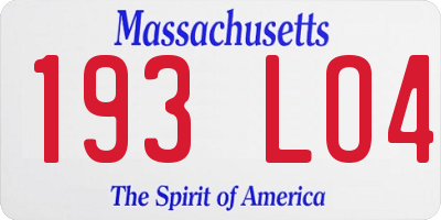 MA license plate 193LO4