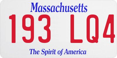 MA license plate 193LQ4