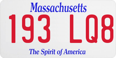 MA license plate 193LQ8