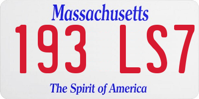 MA license plate 193LS7
