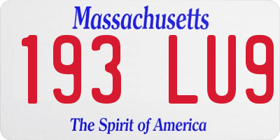 MA license plate 193LU9