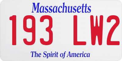 MA license plate 193LW2