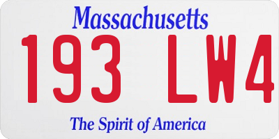MA license plate 193LW4