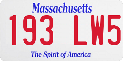 MA license plate 193LW5