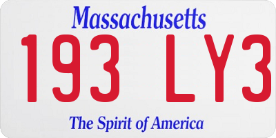 MA license plate 193LY3