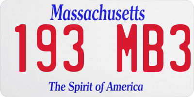 MA license plate 193MB3