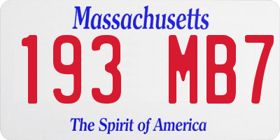 MA license plate 193MB7