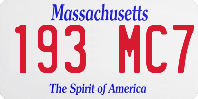 MA license plate 193MC7