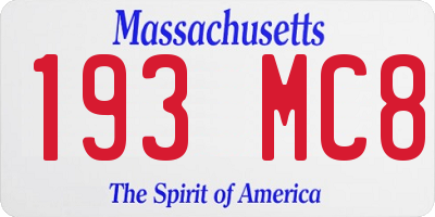 MA license plate 193MC8