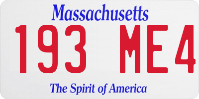 MA license plate 193ME4