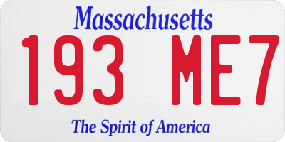 MA license plate 193ME7