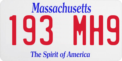 MA license plate 193MH9