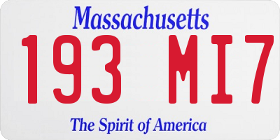 MA license plate 193MI7