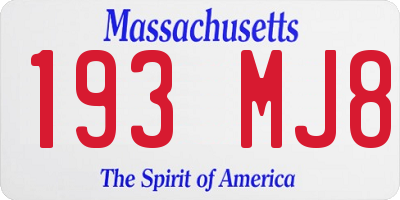 MA license plate 193MJ8