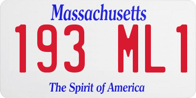 MA license plate 193ML1