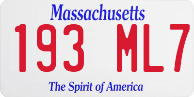MA license plate 193ML7