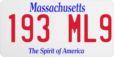 MA license plate 193ML9