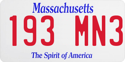MA license plate 193MN3