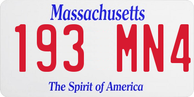 MA license plate 193MN4