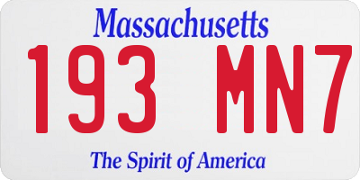 MA license plate 193MN7