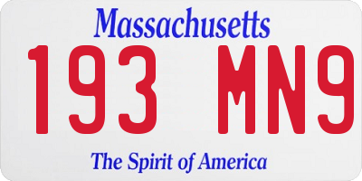 MA license plate 193MN9