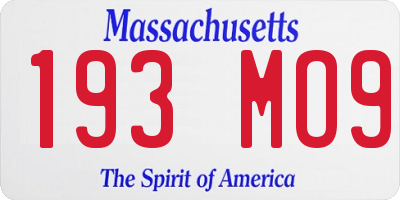 MA license plate 193MO9