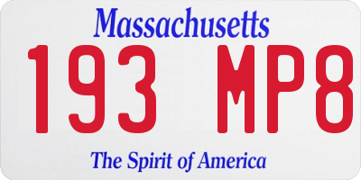 MA license plate 193MP8