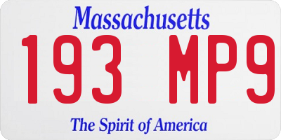 MA license plate 193MP9