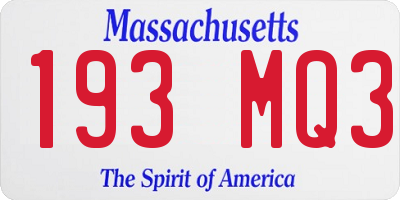 MA license plate 193MQ3