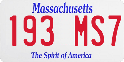 MA license plate 193MS7