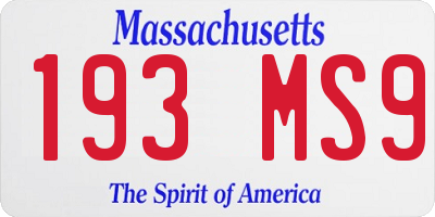 MA license plate 193MS9