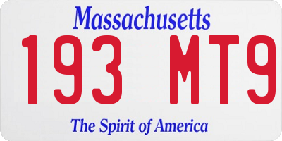 MA license plate 193MT9