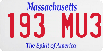 MA license plate 193MU3