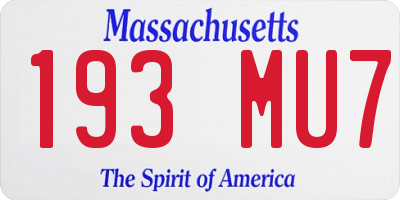 MA license plate 193MU7