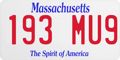 MA license plate 193MU9